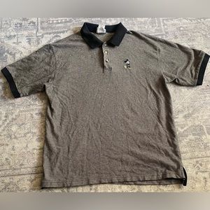 Disneyland Resort Polo Shirt Herringbone Sz L Mickey Mouse Short Sleeve Brown